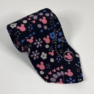 Balance Inc Disney Mickey Mouse 100% Silk Necktie Floral 55.5 x 4 USA Made